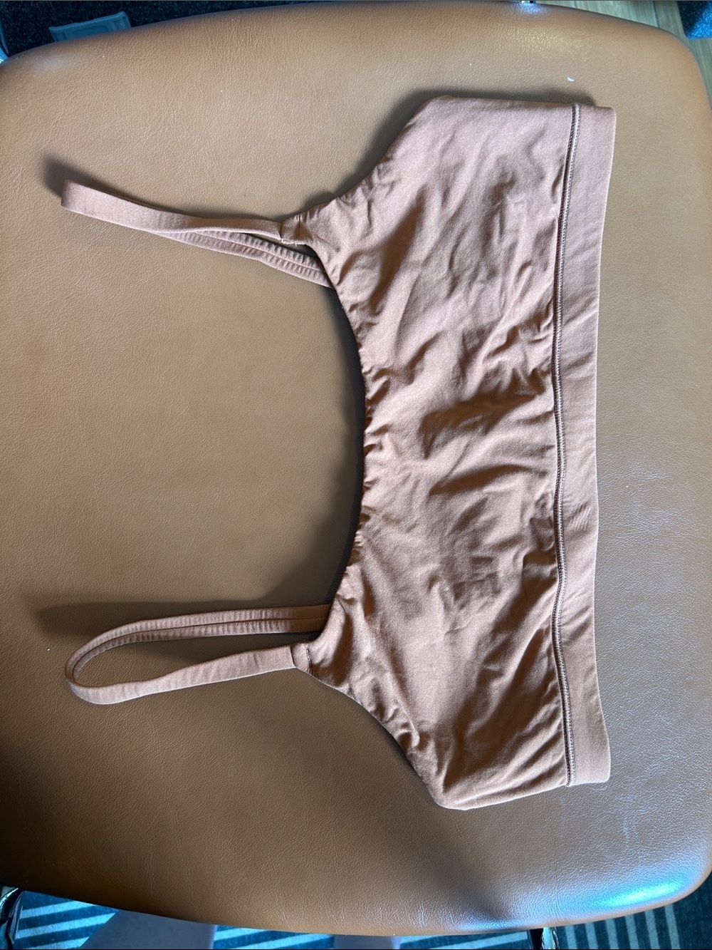 SKIMS Everbody Tank Bra in mustard brown
